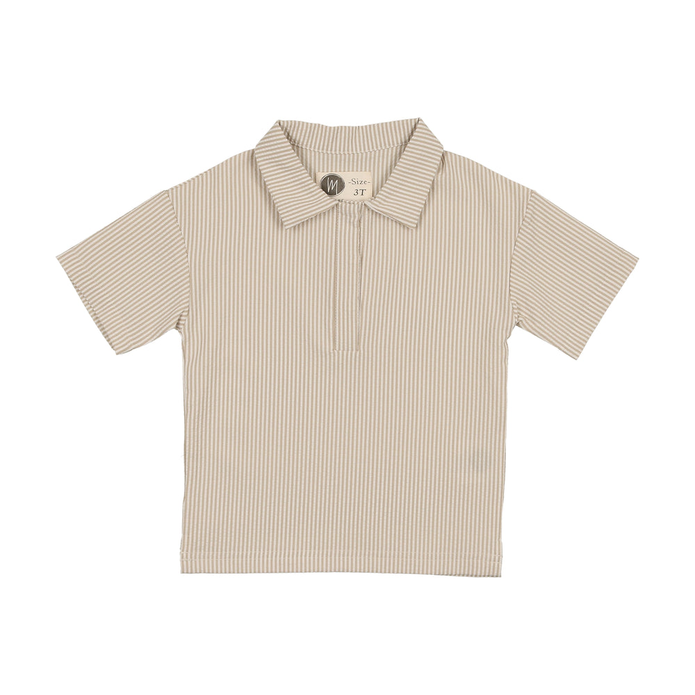 Maniere Seersucker Boys Shirt - Tan