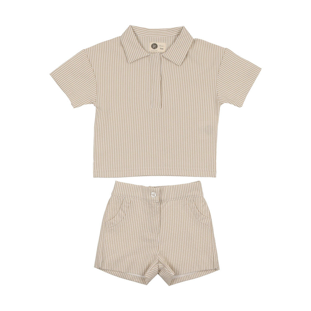 Maniere Seersucker Boys Set - Tan