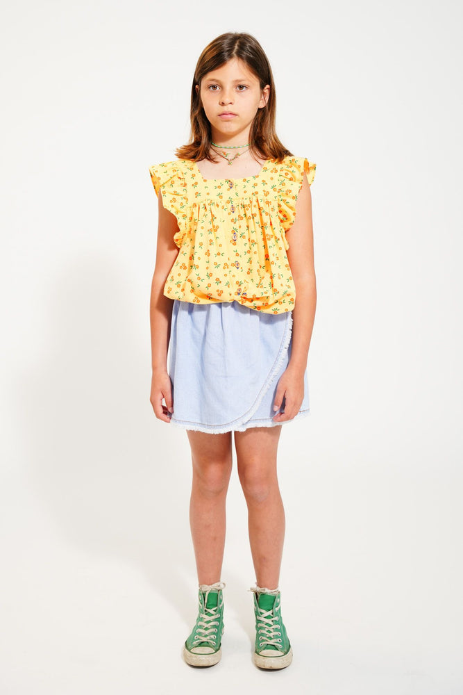 Piupiuchick Short Skirt - Light Blue Soft Denim