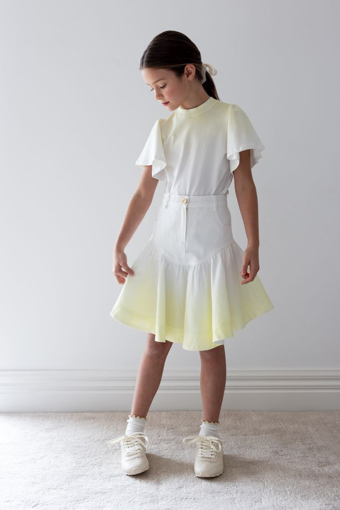 Steph the Label Fluted Hem Denim Skirt