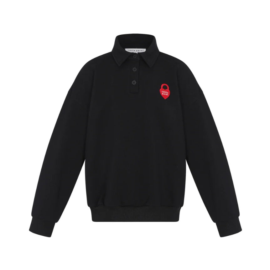 Little Parni Sweatshirt with Collar - Black