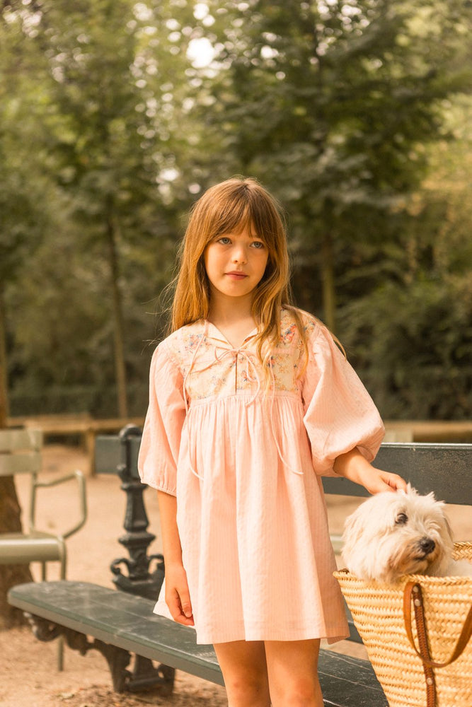 Louis Louise Paula Cotton Veil Stripe Dress - Pink