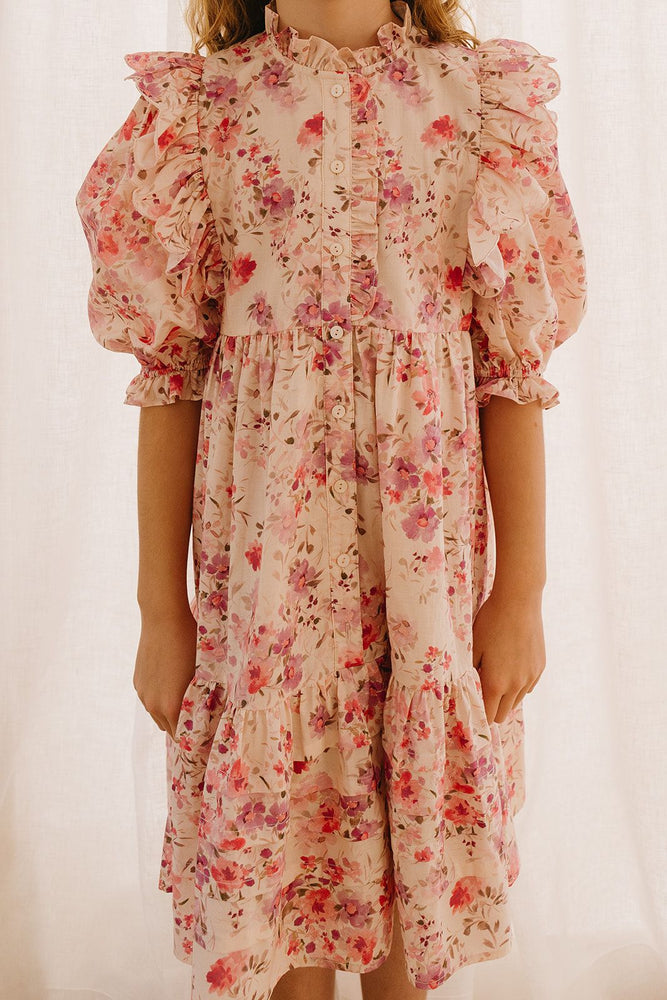 Pink by Petite Amalie Scallop Posie Voile Dress