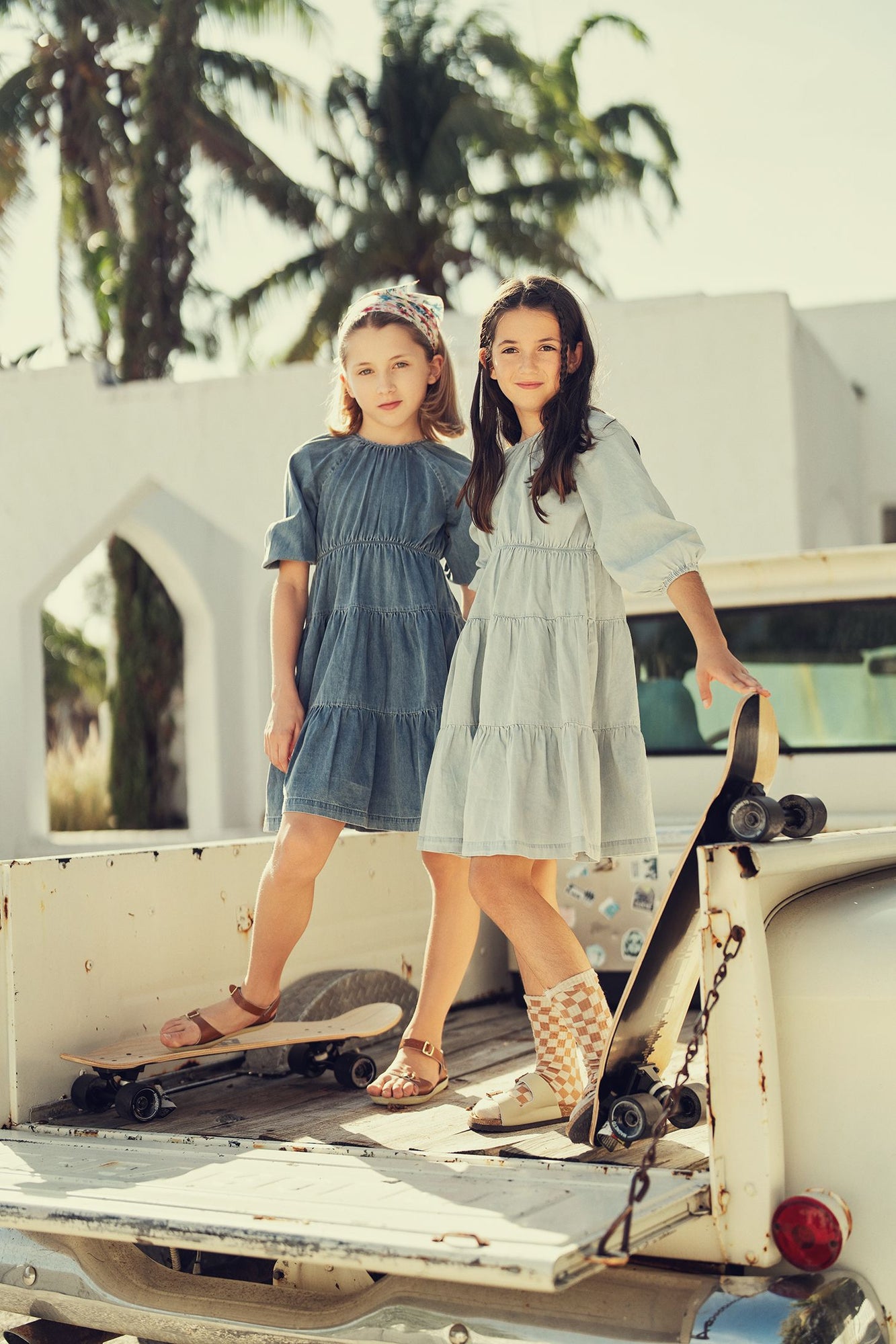 Liora Dress in Chambray Teal Stripe