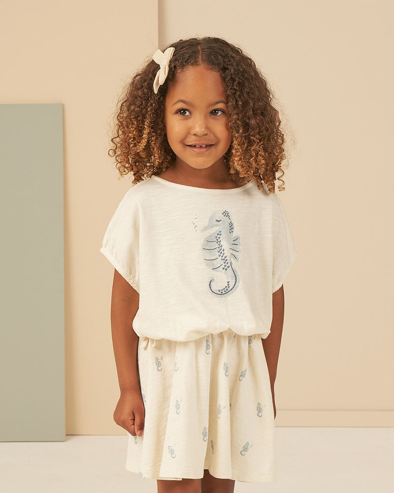 Rylee + Cru Cropped Cinched Tee - Seahorse