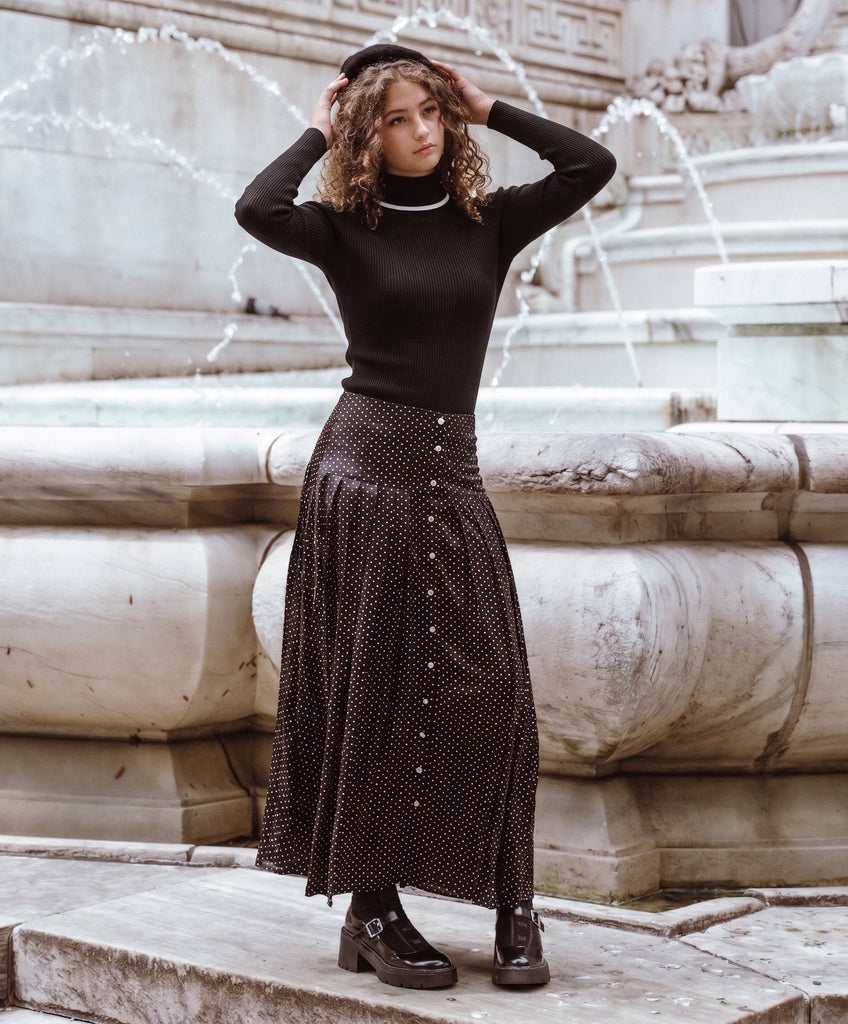 Coco Blanc Polka Dot Pleated Skirt - Black/White – The Shoppe Miami