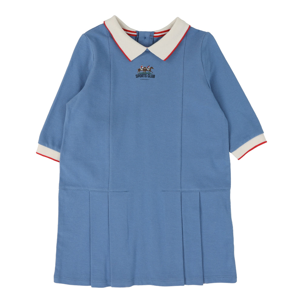 Analogie Three Quarter Sleeve Pique Dress - Light Blue