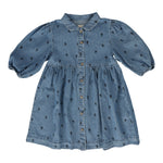 Analogie  Three Quarter Sleeve Denim Floral Dress