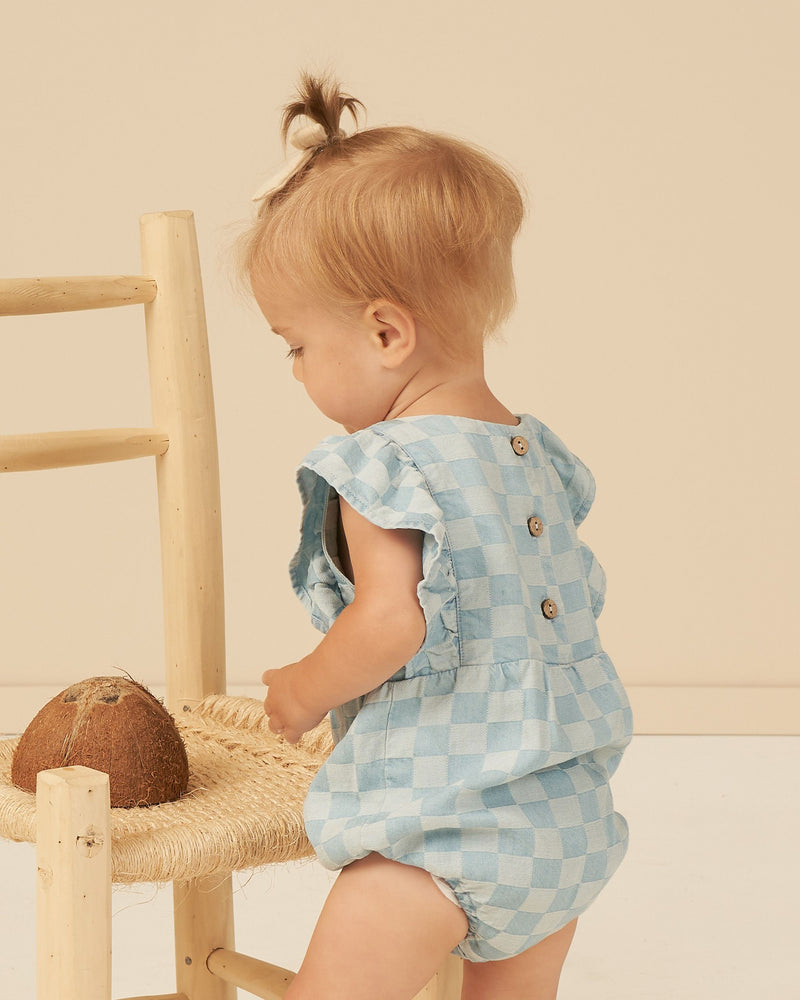 Rylee + Cru Kalea Romper - Blue Check