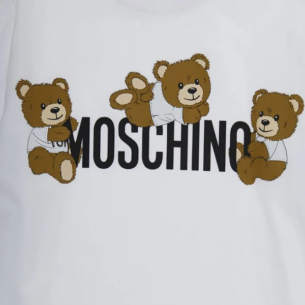 Moschino Long Sleeve Tee with Logo - Opt White