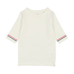 Analogie Three Quarter Sleeve White T-shirt with Stripe