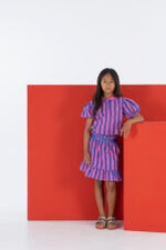 Bon Mot Vertical Stripe Mini Skirt - Raspberry