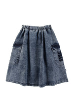Loud Apparel Midi Denim Skirt - Mid Blue Stonewash