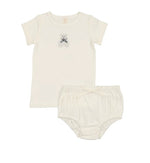 Lilette Embroidered Bloomer Set - White Bear