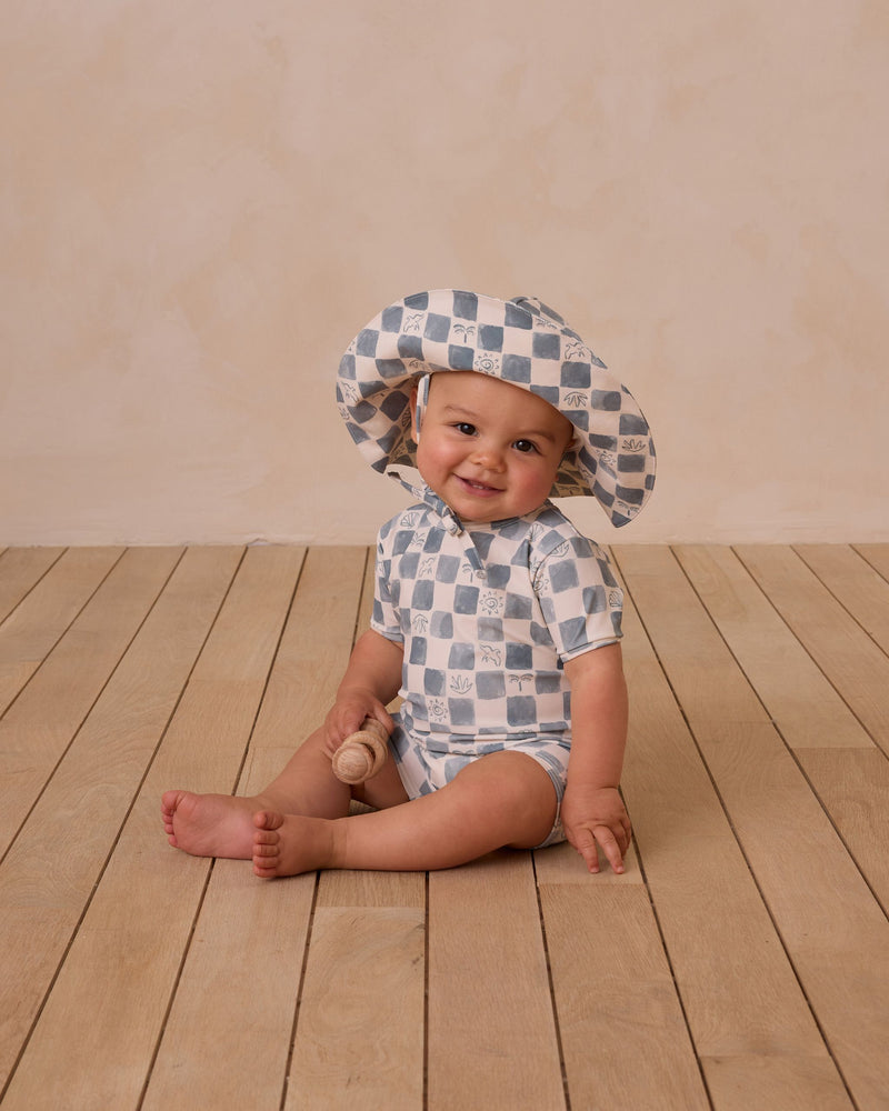 Rylee + Cru Floppy Swim Hat - Coastal Check