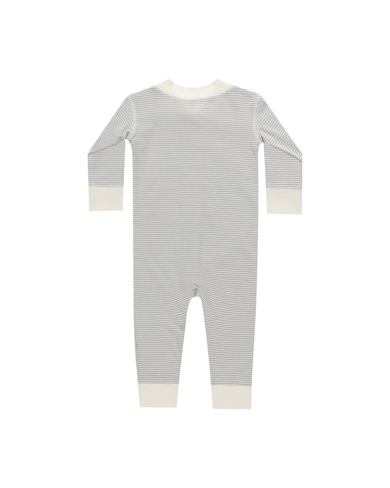 Quincy Mae Zip Sleeper Footie - Blue Micro Stripe