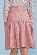 Petite Amalie Pink Denim Flower Bud Skirt - Misty Rose