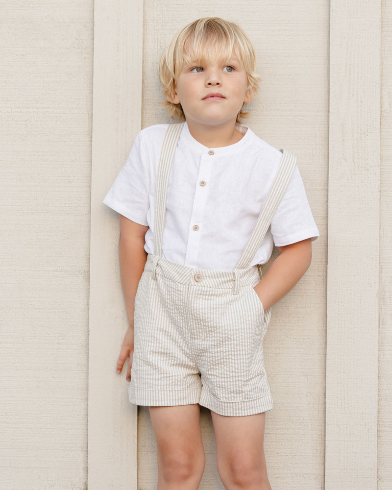 Noralee Suspender Shorts - Sage Stripe