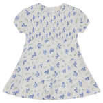 Clo Smocked Tiered Dress - White/Blue