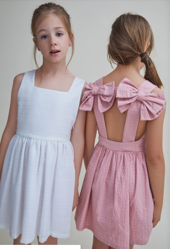 Nueces Gold Stripes Bow Dress