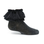Zubii Metallic Ruffle Ankle Sock - Black