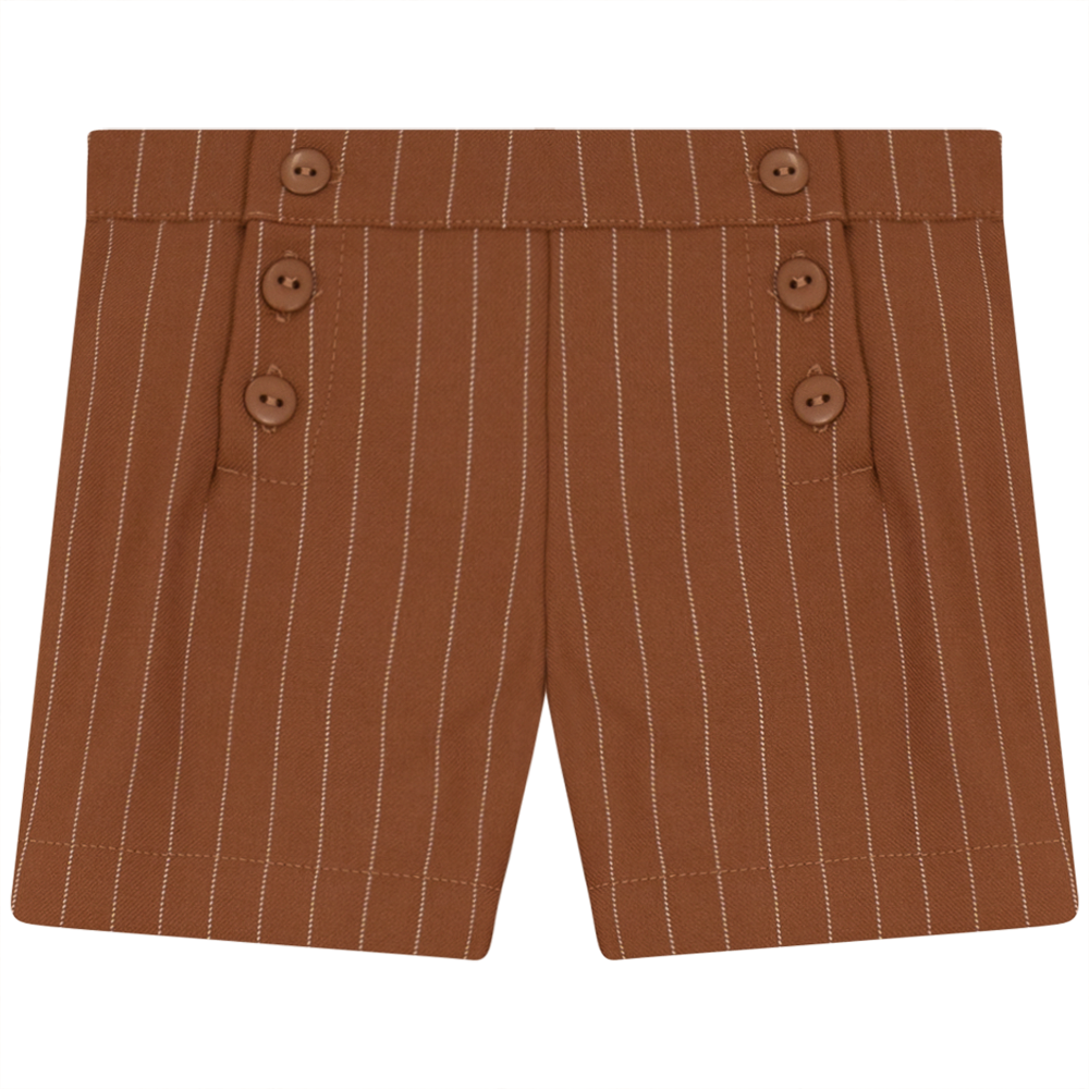 Boys Button Pinstripe Shorts - Spice