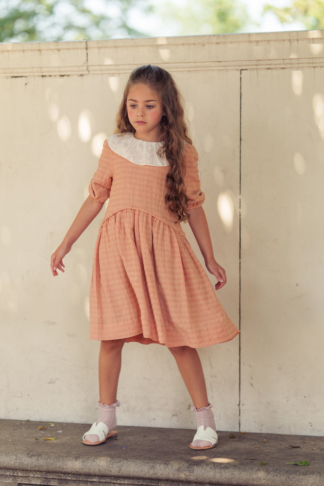 Teela Arched Waist Collar Dress - Sand