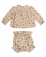 Belati Shirt and Bloomer Baby Set - Oatmeal Floral