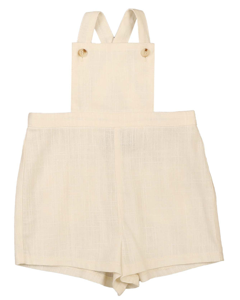 Belati Textured Linen Baby Suspenders - Ivory