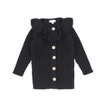 Lil Legs Knit Ruffle Cardigan - Black