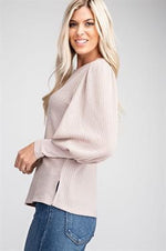 Banded Sleeve Top - Taupe