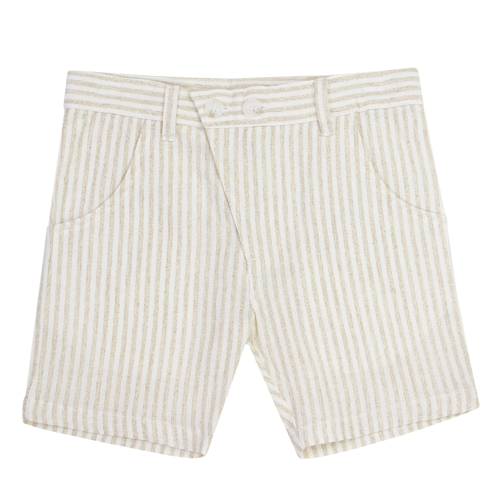 Kipp Striped Linen Shorts - Stone