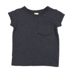 Analogie by Lil Legs Textured Cotton Boys Rolled Edge Tee - Off Navy