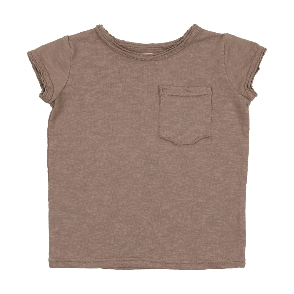 Analogie by Lil Legs Textured Cotton Boys Rolled Edge Tee - Tan