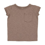 Analogie by Lil Legs Textured Cotton Boys Rolled Edge Tee - Tan
