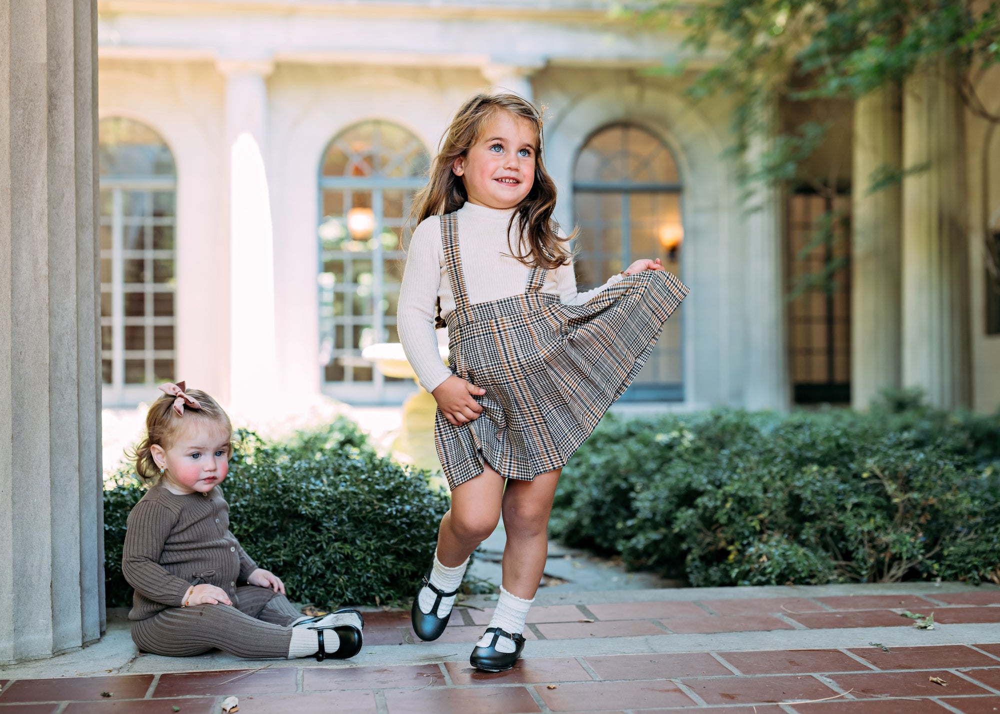 Lil Legs Pleated Skirt with Suspenders - Navy Ecru – The Shoppe Miami