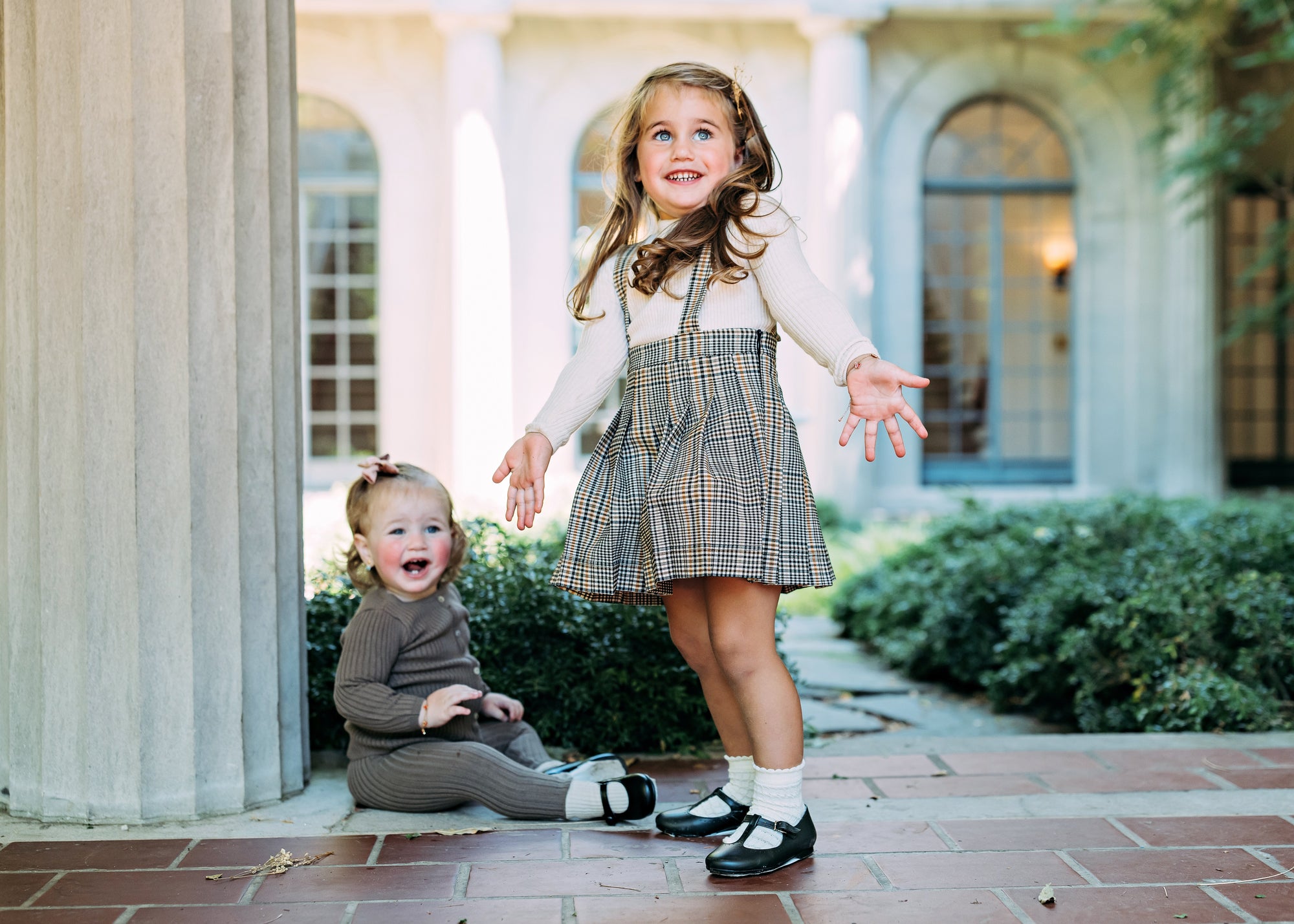 Lil Legs Pleated Skirt with Suspenders - Navy Ecru – The Shoppe Miami