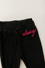 Hey Kid Black Terry Embroidered Pants