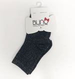 Blinq Ribbed Glitter Ankle Sock - Navy