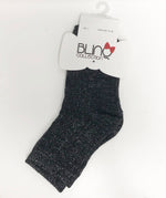 Blinq Ribbed Glitter Ankle Sock - Black