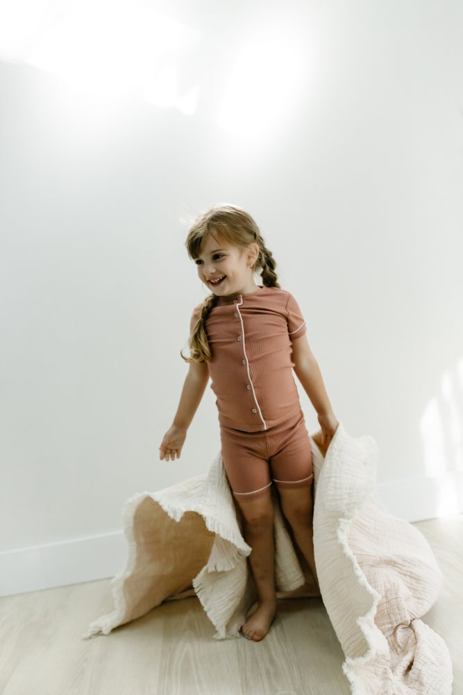 Analogie by Lil Legs Button Front Pajamas - Rose