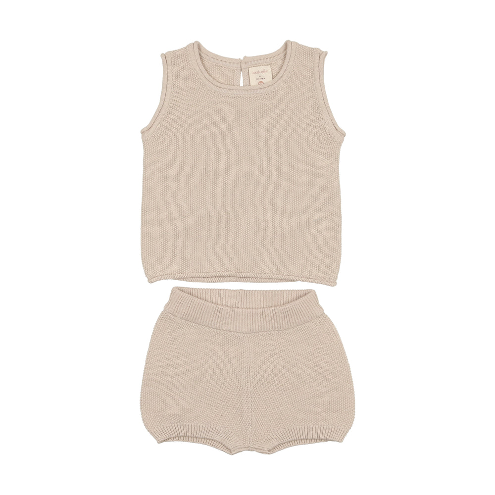 Analogie by Lil Legs Knit Vest Set - Oat