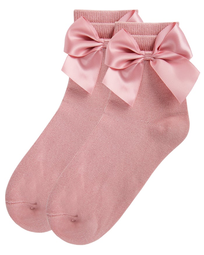 Memoi Side Bow Ankle Sock - Blush Pink