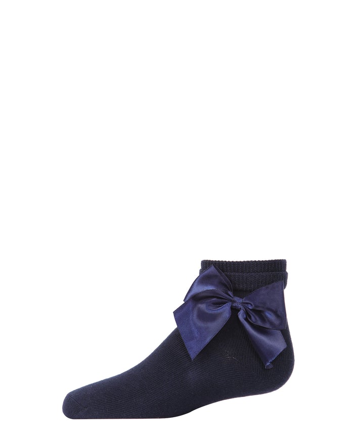 Memoi Side Bow Ankle Sock - Navy