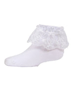 Memoi Floral Lace Ankle Socks - White