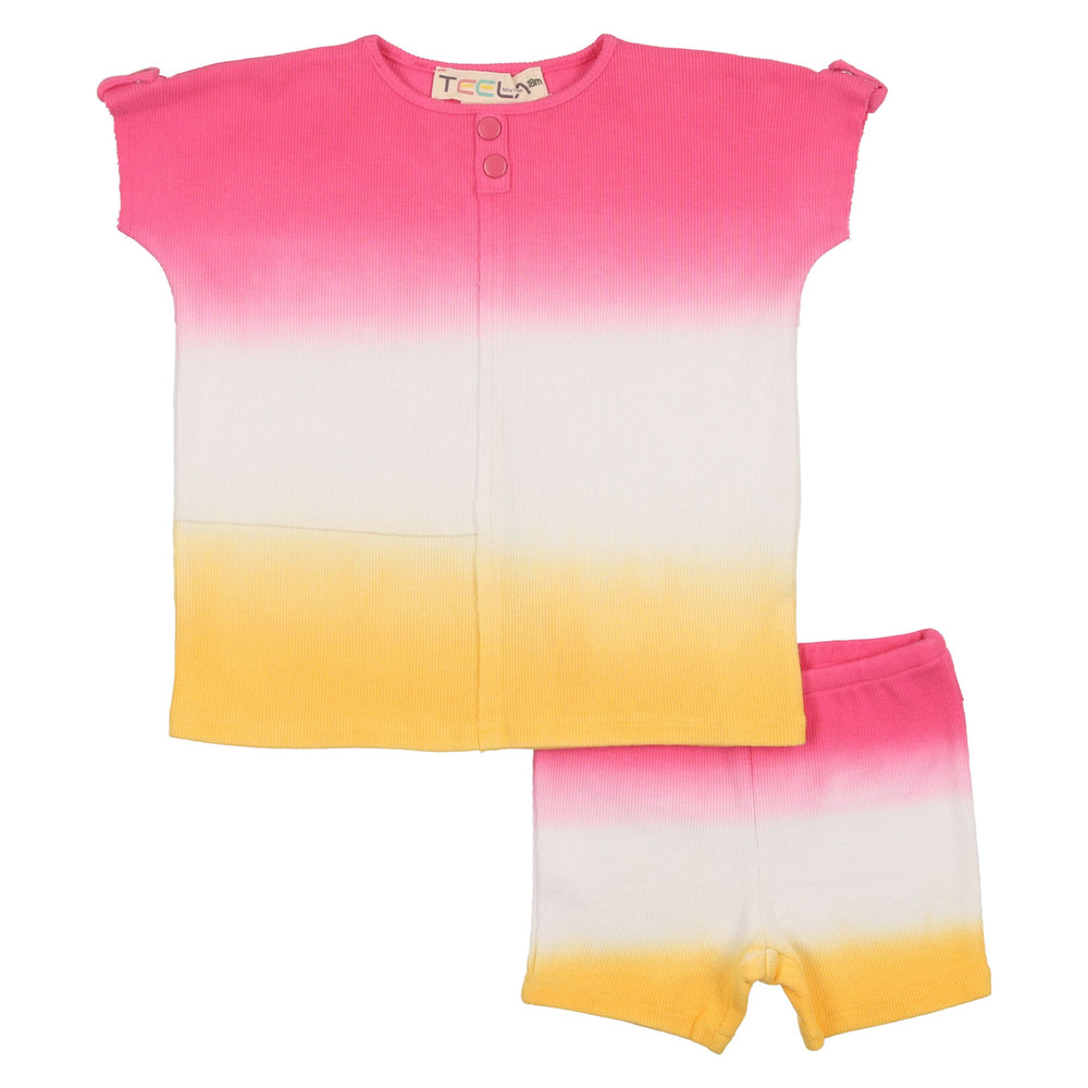 Teela Rib Dip Dye Baby Set - Pink