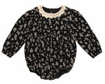 Noma Floral Baby Romper with Crochet Collar - Black