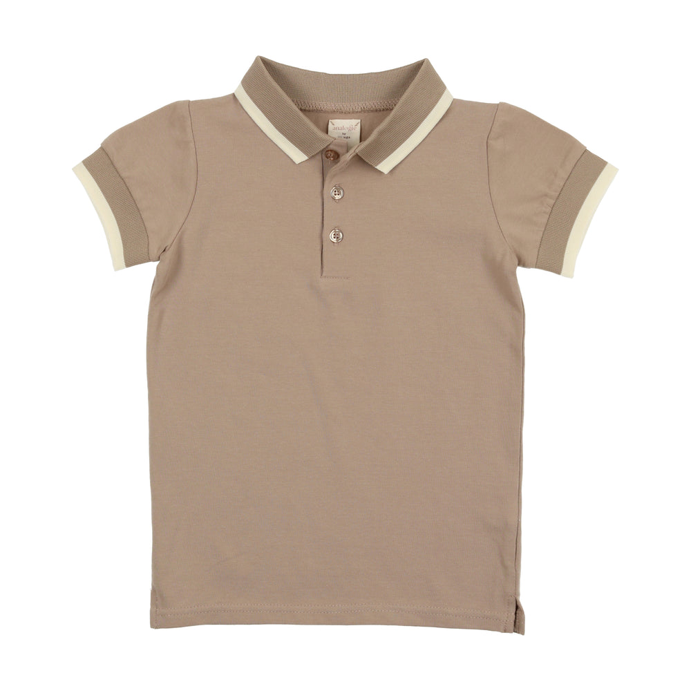 Analogie by Lil Legs Contrast Polo - Tan/Cream
