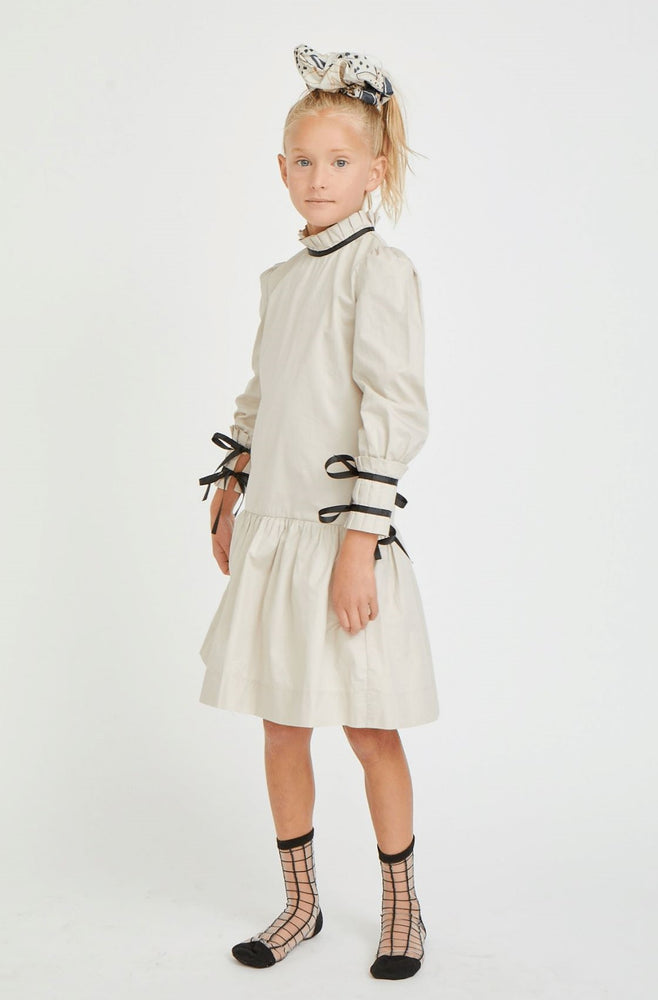 Porter Kids Beige and Black Tie Sleeve Dress