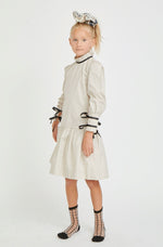 Porter Kids Beige and Black Tie Sleeve Dress